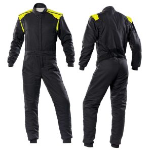 Go Kart Cardura Race Suit Black & Yellow Shoulder