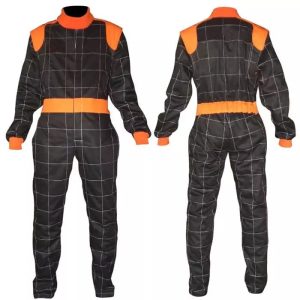 Go Kart Cotton Hobby Single Layer Race Suit Black/Orange