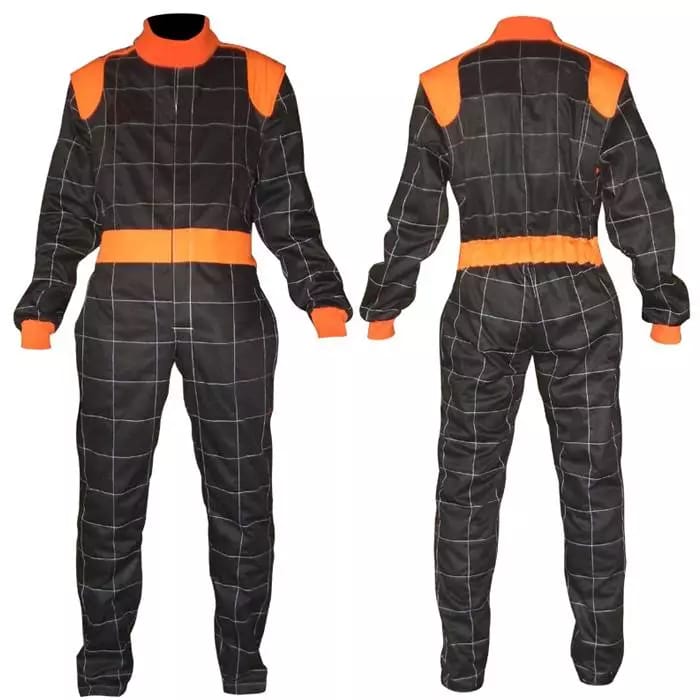 Go Kart Cotton Hobby Single Layer Race Suit Black/Orange