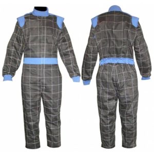Go Kart Cotton Hobby Single Layer Race Suit Black/SkyBlue