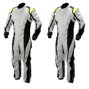 Go Kart Cardura Race Suit Black/White & Yellow Shoulder