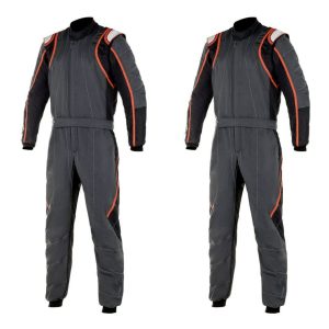 Go Kart Cardura Race Suit Grey/Black & Orange Strip